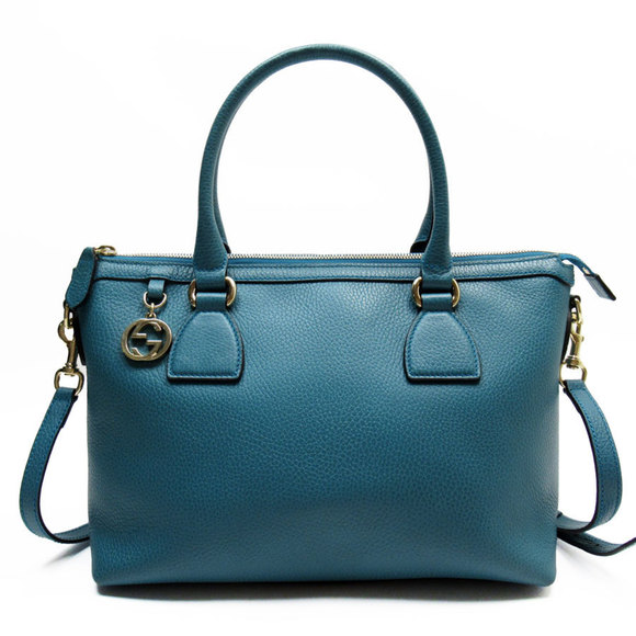 GUCCI Handbag Shoulder Bag Interlocking G Leather Green Women's 449659 t19497a - Picture 1 of 5